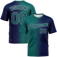 Load image into Gallery viewer, Custom Navy Teal-White Gradient Fashion Performance T-Shirt
