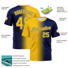Load image into Gallery viewer, Custom Navy Yellow-White Gradient Fashion Performance T-Shirt
