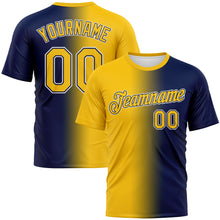 Load image into Gallery viewer, Custom Navy Yellow-White Gradient Fashion Performance T-Shirt
