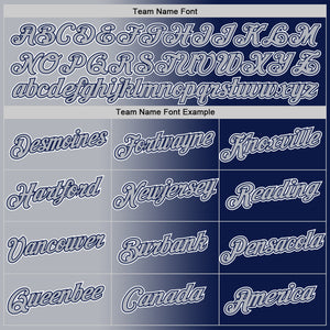 Custom Navy Gray-White Gradient Fashion Performance T-Shirt