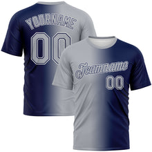 Load image into Gallery viewer, Custom Navy Gray-White Gradient Fashion Performance T-Shirt
