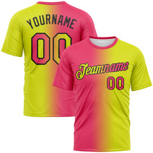 Load image into Gallery viewer, Custom Neon Yellow Neon Pink-Black Gradient Fashion Performance T-Shirt
