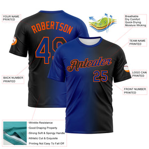 Custom Black Royal-Orange Gradient Fashion Performance T-Shirt