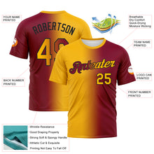 Load image into Gallery viewer, Custom Maroon Gold-Black Gradient Fashion Performance T-Shirt
