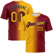 Load image into Gallery viewer, Custom Maroon Gold-Black Gradient Fashion Performance T-Shirt
