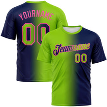 Load image into Gallery viewer, Custom Navy Neon Green-Pink Gradient Fashion Performance T-Shirt
