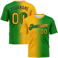 Load image into Gallery viewer, Custom Grass Green Gold-Black Gradient Fashion Performance T-Shirt
