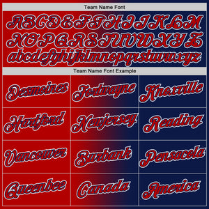 Custom Navy Red-White Gradient Fashion Performance T-Shirt