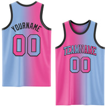 Load image into Gallery viewer, Custom Light Blue Pink-Black Authentic Gradient Fashion Basketball Jersey
