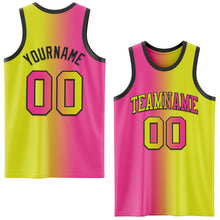 Load image into Gallery viewer, Custom Neon Yellow Pink-Black Authentic Gradient Fashion Basketball Jersey
