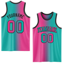 Load image into Gallery viewer, Custom Aqua Pink-Black Authentic Gradient Fashion Basketball Jersey
