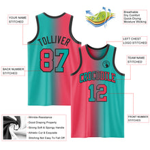 Load image into Gallery viewer, Custom Aqua Neon Pink-Black Authentic Gradient Fashion Basketball Jersey
