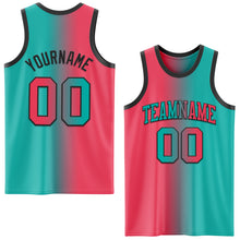 Load image into Gallery viewer, Custom Aqua Neon Pink-Black Authentic Gradient Fashion Basketball Jersey
