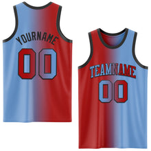 Load image into Gallery viewer, Custom Light Blue Red-Black Authentic Gradient Fashion Basketball Jersey
