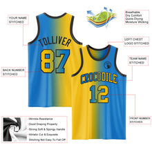Load image into Gallery viewer, Custom Powder Blue Yellow-Black Authentic Gradient Fashion Basketball Jersey
