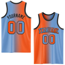 Load image into Gallery viewer, Custom Light Blue Orange-Black Authentic Gradient Fashion Basketball Jersey
