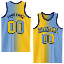 Load image into Gallery viewer, Custom Light Blue Yellow-Navy Authentic Gradient Fashion Basketball Jersey
