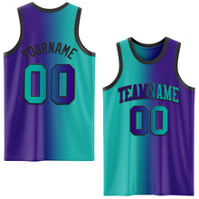 Load image into Gallery viewer, Custom Purple Aqua-Black Authentic Gradient Fashion Basketball Jersey
