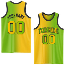 Load image into Gallery viewer, Custom Neon Green Yellow-Black Authentic Gradient Fashion Basketball Jersey

