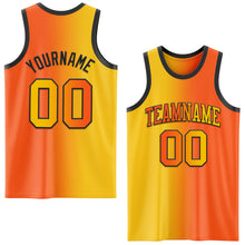 Load image into Gallery viewer, Custom Orange Yellow-Black Authentic Gradient Fashion Basketball Jersey
