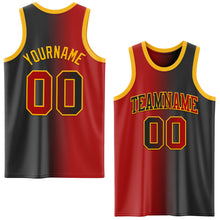 Load image into Gallery viewer, Custom Black Red-Gold Authentic Gradient Fashion Basketball Jersey
