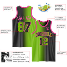 Load image into Gallery viewer, Custom Black Neon Green-Pink Authentic Gradient Fashion Basketball Jersey
