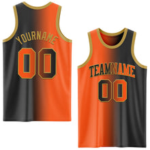 Load image into Gallery viewer, Custom Black Orange-Old Gold Authentic Gradient Fashion Basketball Jersey
