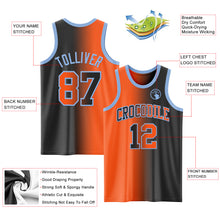 Load image into Gallery viewer, Custom Black Orange-Light Blue Authentic Gradient Fashion Basketball Jersey
