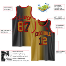 Load image into Gallery viewer, Custom Black Old Gold-Red Authentic Gradient Fashion Basketball Jersey
