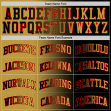 Load image into Gallery viewer, Custom Black Old Gold-Red Authentic Gradient Fashion Basketball Jersey
