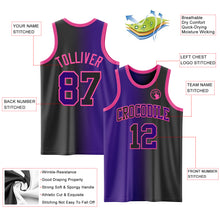 Load image into Gallery viewer, Custom Black Purple-Pink Authentic Gradient Fashion Basketball Jersey
