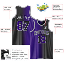 Load image into Gallery viewer, Custom Black Purple-Gray Authentic Gradient Fashion Basketball Jersey
