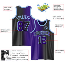 Load image into Gallery viewer, Custom Black Purple-Light Blue Authentic Gradient Fashion Basketball Jersey
