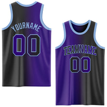Load image into Gallery viewer, Custom Black Purple-Light Blue Authentic Gradient Fashion Basketball Jersey

