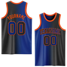 Load image into Gallery viewer, Custom Black Royal-Orange Authentic Gradient Fashion Basketball Jersey
