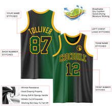 Load image into Gallery viewer, Custom Black Kelly Green-Gold Authentic Gradient Fashion Basketball Jersey
