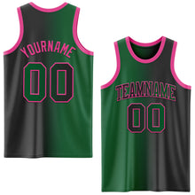 Load image into Gallery viewer, Custom Black Kelly Green-Pink Authentic Gradient Fashion Basketball Jersey
