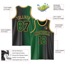 Load image into Gallery viewer, Custom Black Kelly Green-Old Gold Authentic Gradient Fashion Basketball Jersey
