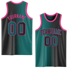Load image into Gallery viewer, Custom Black Teal-Pink Authentic Gradient Fashion Basketball Jersey
