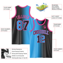 Load image into Gallery viewer, Custom Black Sky Blue-Pink Authentic Gradient Fashion Basketball Jersey
