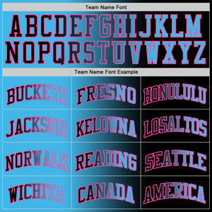 Custom Black Sky Blue-Pink Authentic Gradient Fashion Basketball Jersey