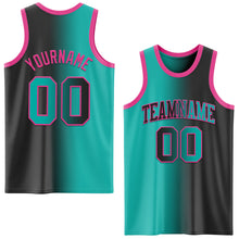 Load image into Gallery viewer, Custom Black Aqua-Pink Authentic Gradient Fashion Basketball Jersey
