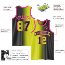 Load image into Gallery viewer, Custom Black Neon Yellow-Pink Authentic Gradient Fashion Basketball Jersey
