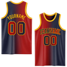 Load image into Gallery viewer, Custom Navy Red-Gold Authentic Gradient Fashion Basketball Jersey
