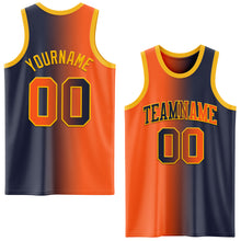 Load image into Gallery viewer, Custom Navy Orange-Gold Authentic Gradient Fashion Basketball Jersey
