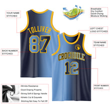 Load image into Gallery viewer, Custom Navy Light Blue-Gold Authentic Gradient Fashion Basketball Jersey
