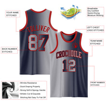 Load image into Gallery viewer, Custom Navy Gray-Red Authentic Gradient Fashion Basketball Jersey
