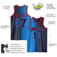 Load image into Gallery viewer, Custom Navy Powder Blue-Red Authentic Gradient Fashion Basketball Jersey
