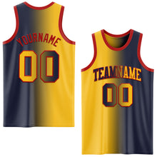 Load image into Gallery viewer, Custom Navy Gold-Red Authentic Gradient Fashion Basketball Jersey
