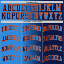 Load image into Gallery viewer, Custom Navy Powder Blue-Orange Authentic Gradient Fashion Basketball Jersey
